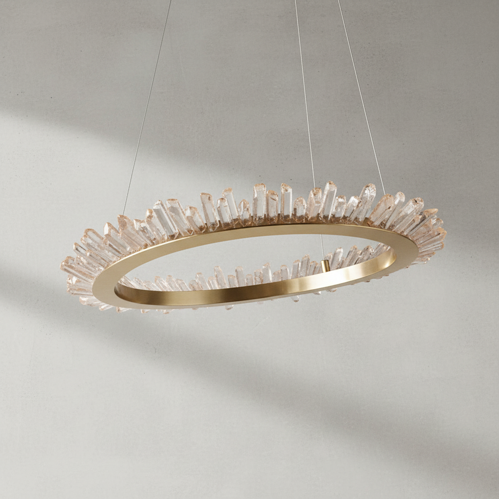 Luster Gaze Radiant Halo Rock Crystal Ring Chandelier - Background Shot