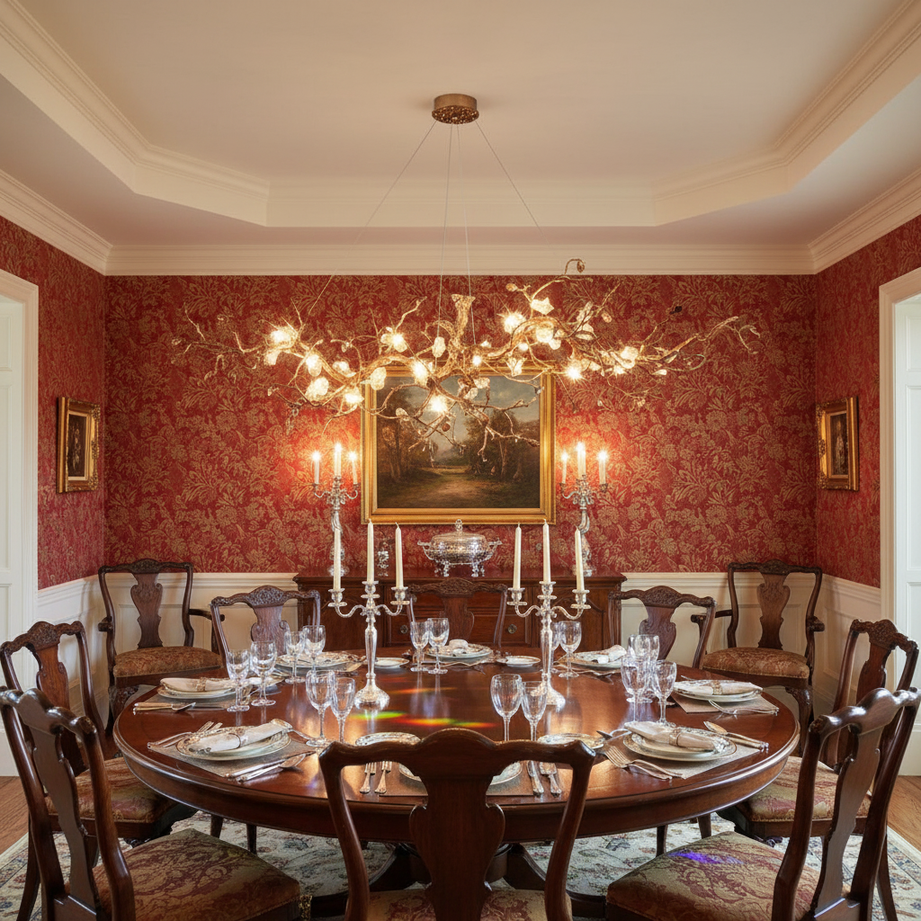 Luster Gaze Verdant Bloom Copper Glass Chandelier - formal American dining room
