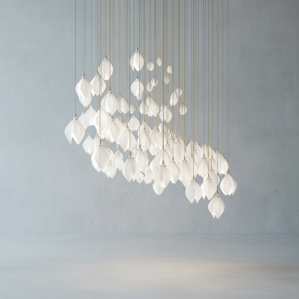 Luster Gaze Porcelain Bloom Cascading Pendant Chandelier - Background Shot