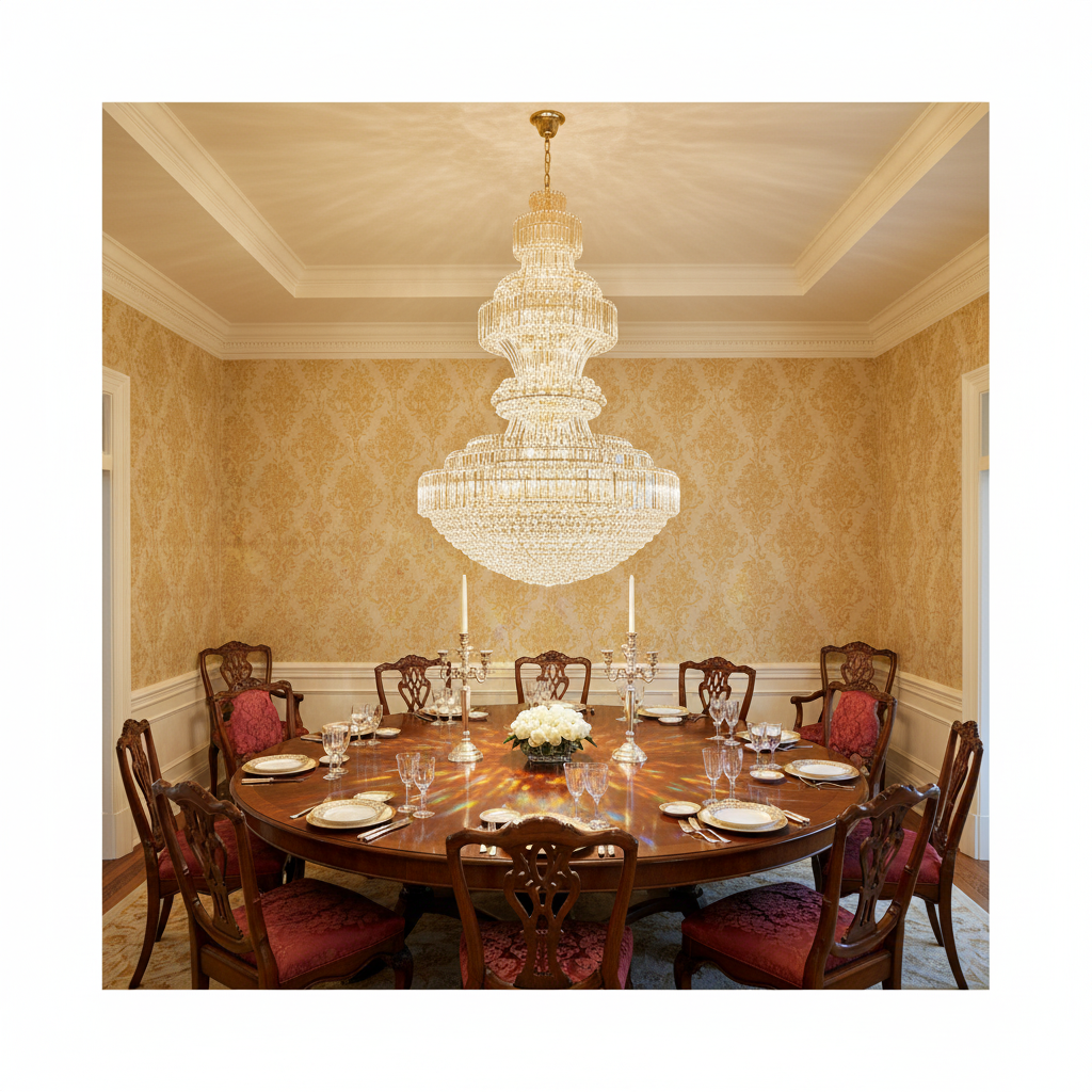 Luster Gaze Radiant Grandeur Round Crystal Chandelier - formal American dining room