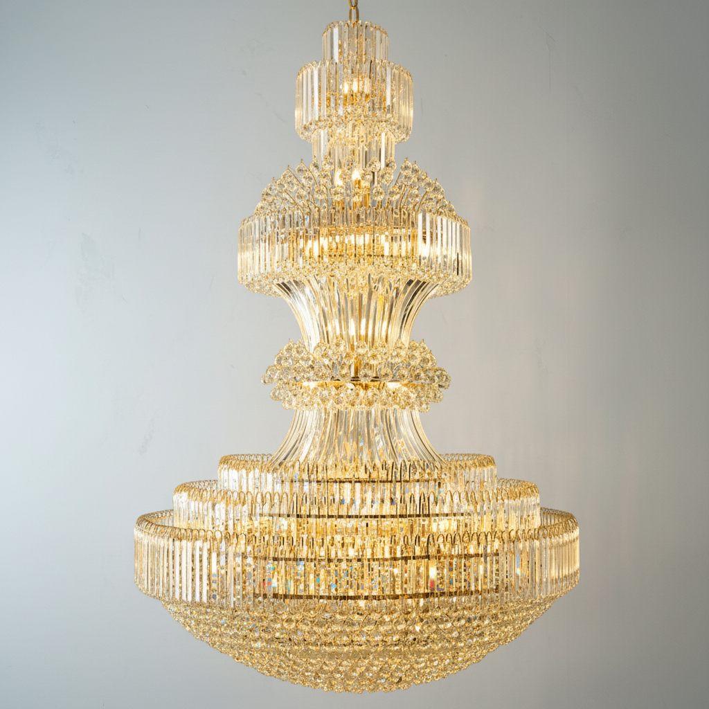 Luster Gaze LG Luxury Round Crystal Chandelier for Foyer and Entryway - Studio Shot