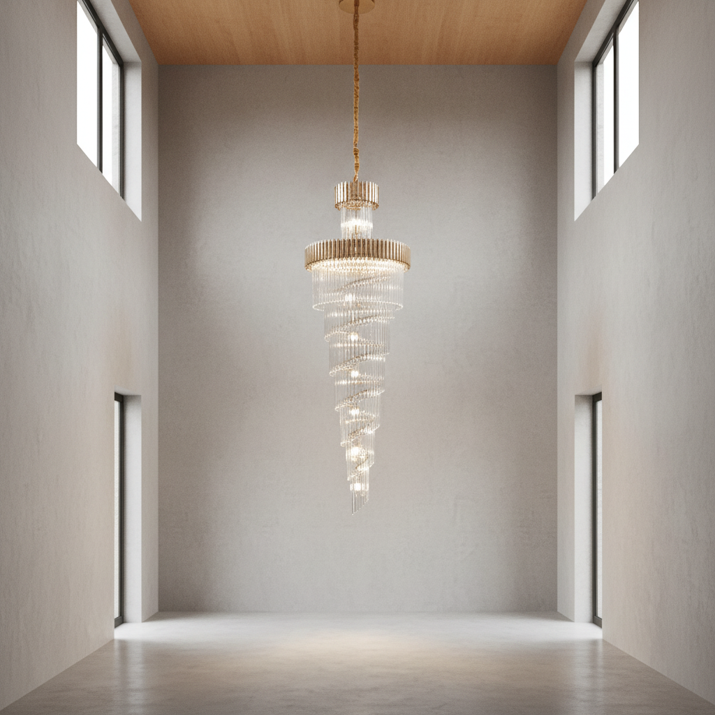 Luster Gaze Grand Spiral Crystal Chandelier - Background Shot