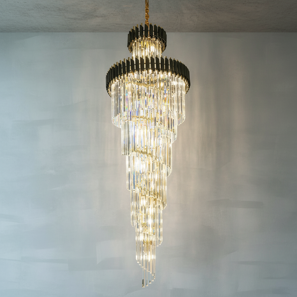 Luster Gaze Grand Spiral Crystal Chandelier - Background Shot