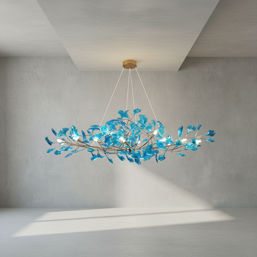 Luster Gaze Veridian Bloom Linear Chandelier - Background Shot