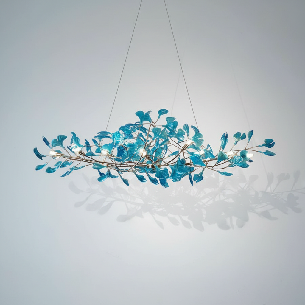 Luster Gaze Colorful Glass Ginkgo Leaf Chandelier - Studio Shot