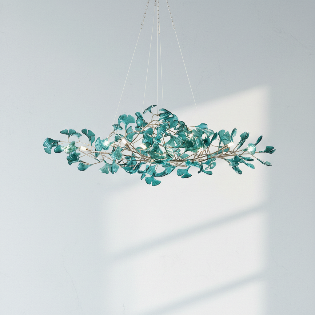 Luster Gaze Colorful Glass Ginkgo Leaf Chandelier - Studio Shot