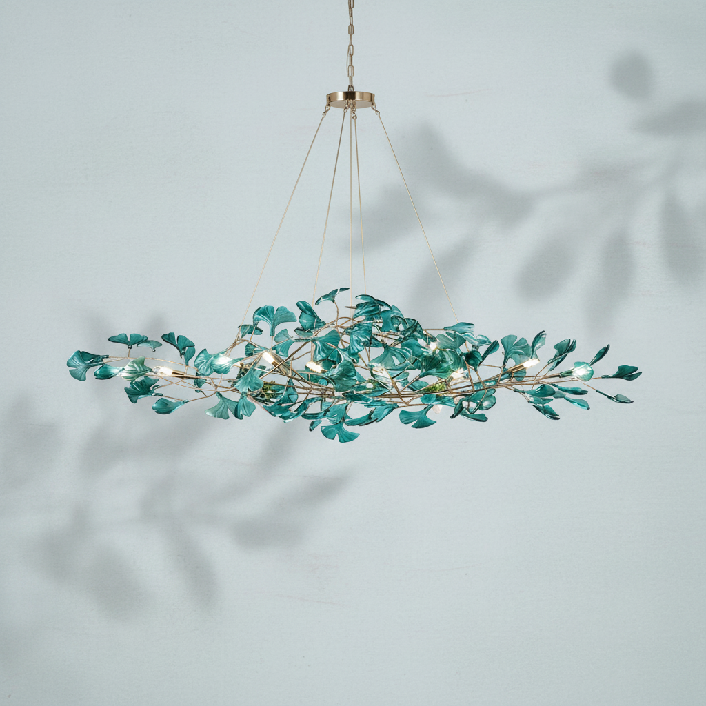 Luster Gaze Colorful Glass Ginkgo Leaf Chandelier - Studio Shot