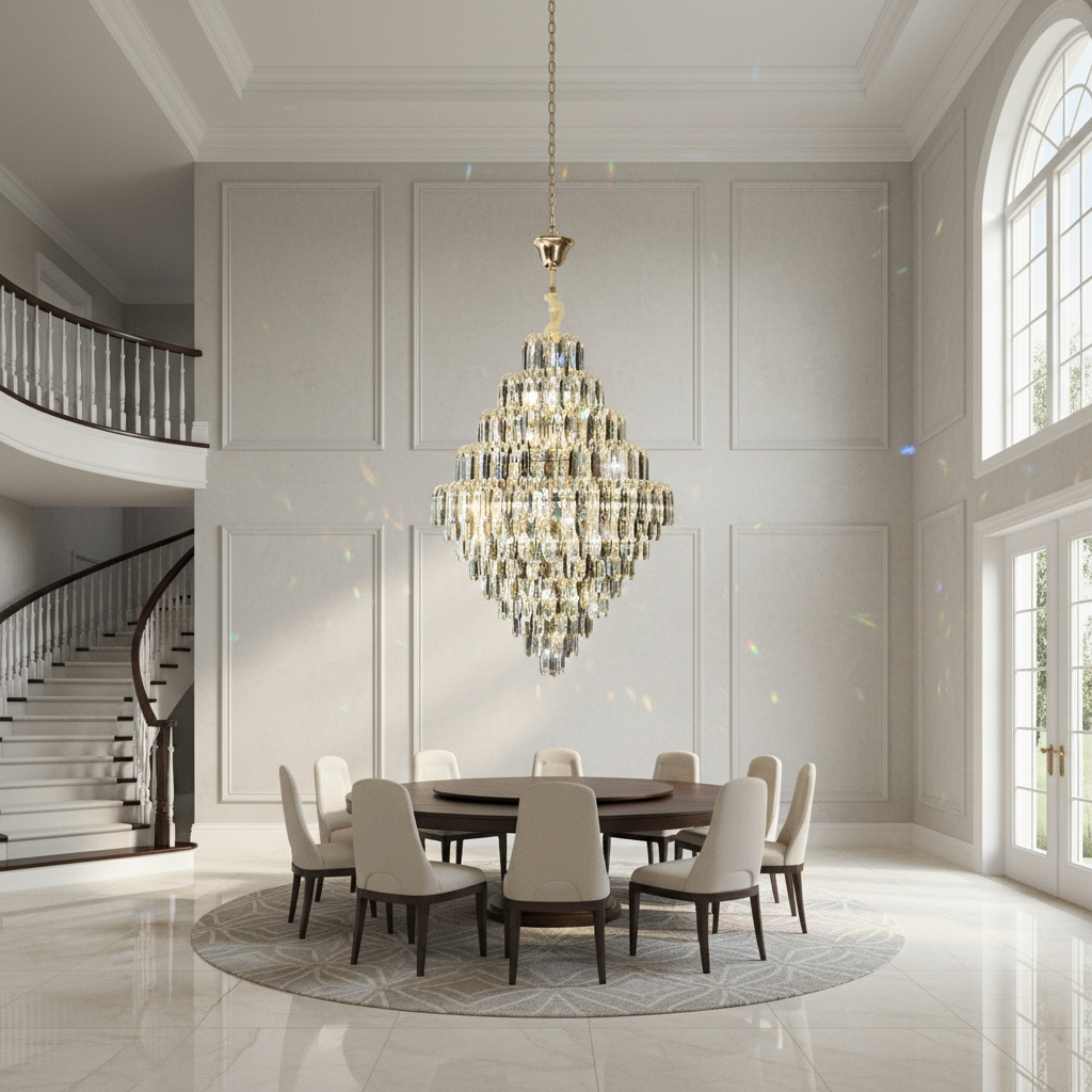 Luster Gaze Grand Radiance K9 Crystal Chandelier - Background Shot