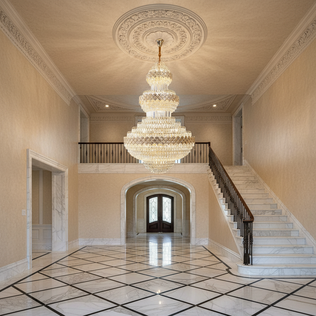 Luster Gaze Extra Large Multi-layers Gold Luxury Crystal Chandelier Modern Empire Decrative Crystal Light For Living Room/Foyer/Staircase - Scene
