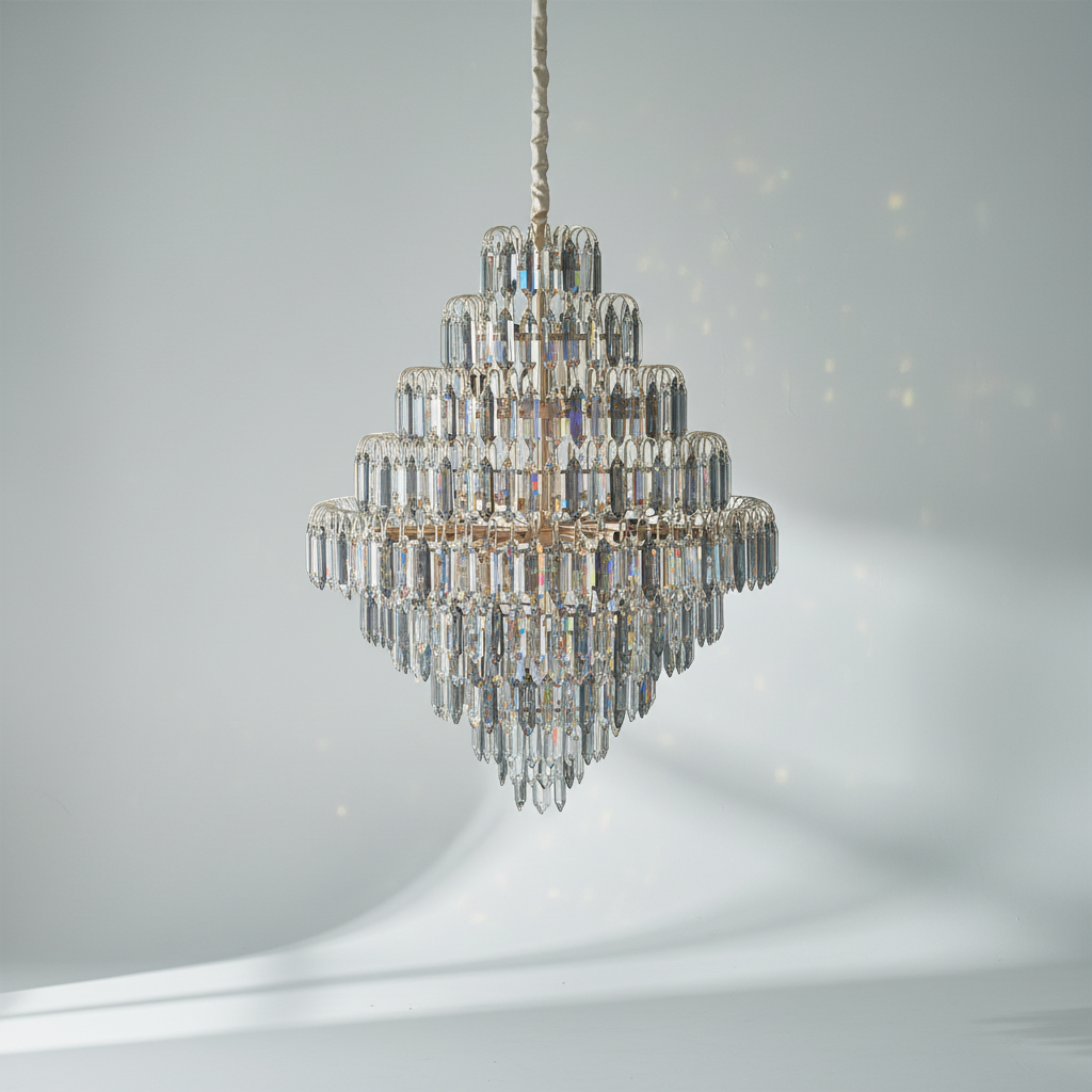 Luster Gaze Extra Large Foyer Decorative Crystal Lighting Fixture Living Room Crystal Chandelier For Entryway Staircase - Studio Shot