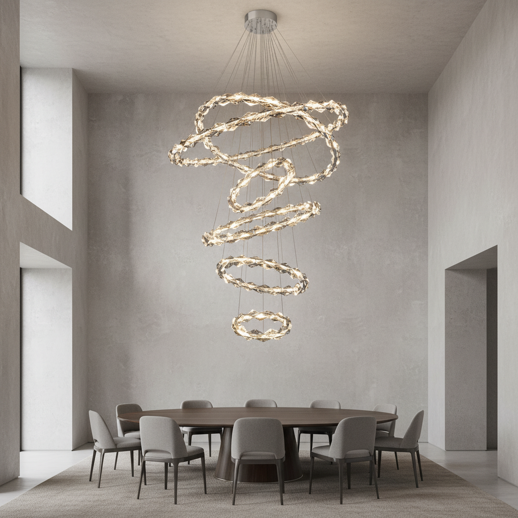 Luster Gaze Grand Tiered Rings Crystal Chandelier - Background Shot