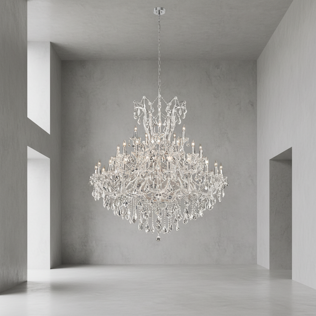 Luster Gaze Grand Lumière Chrome Crystal Candle Chandelier - Background Shot
