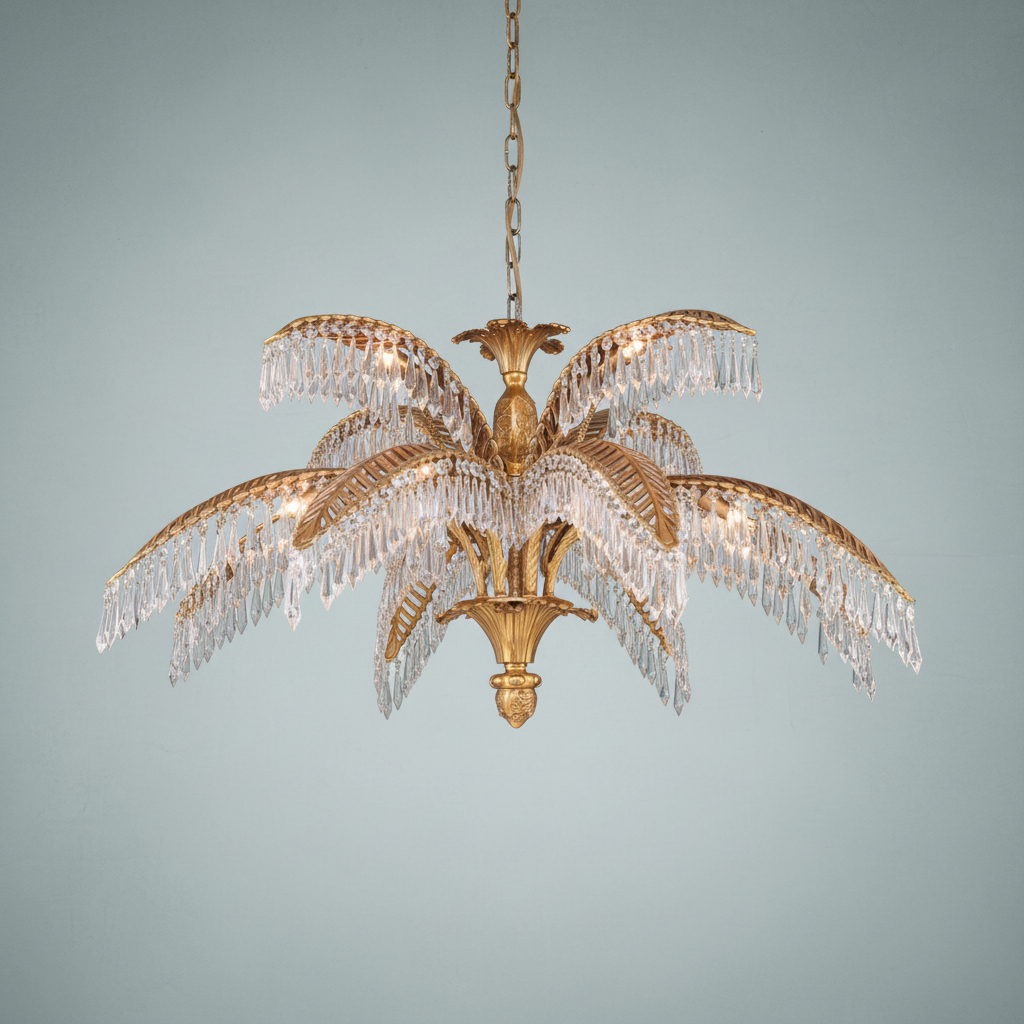 Luster Gaze Veridian Palm Crystal Chandelier - Background Shot