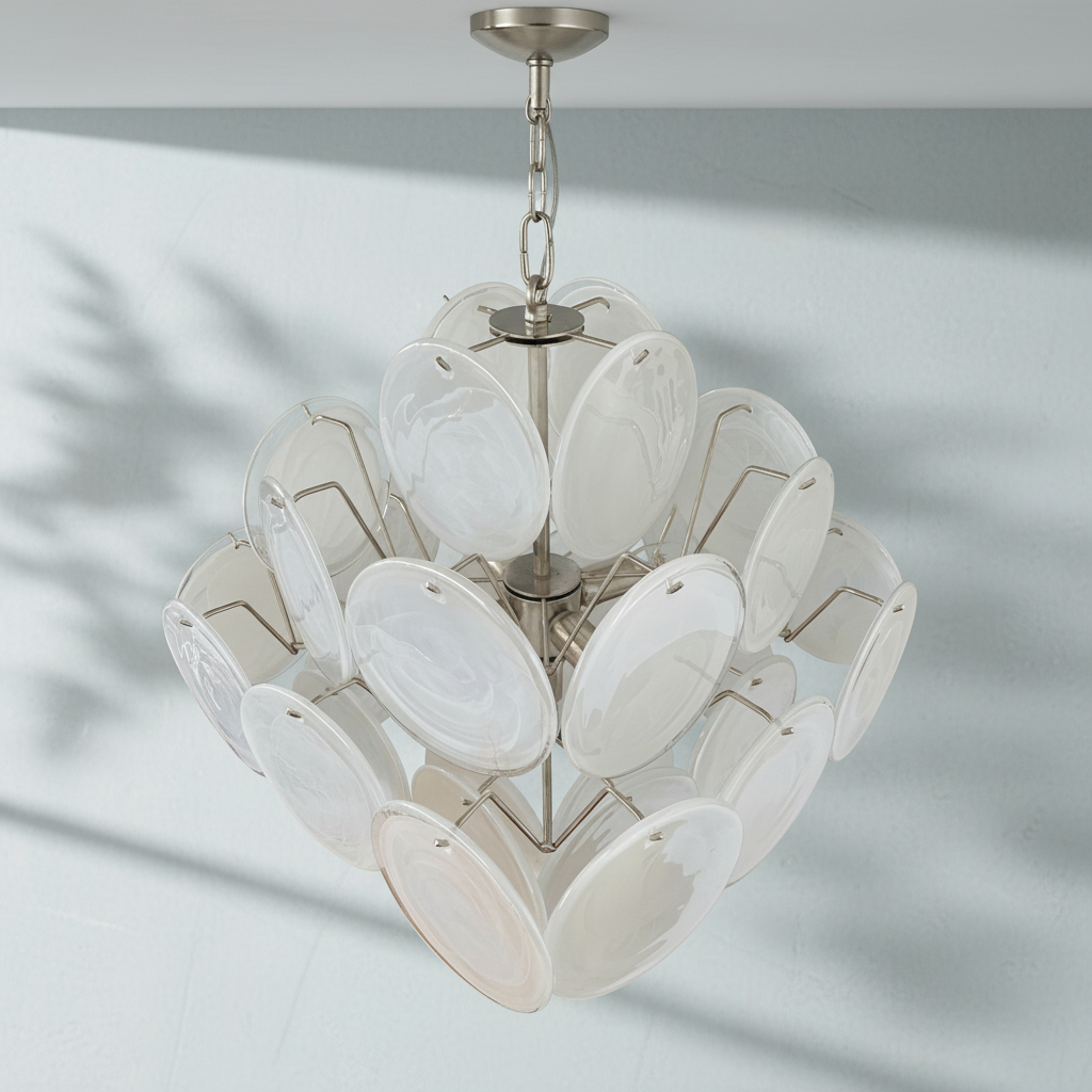 Luster Gaze Luminous Orb White Disc Chandelier - Background Shot