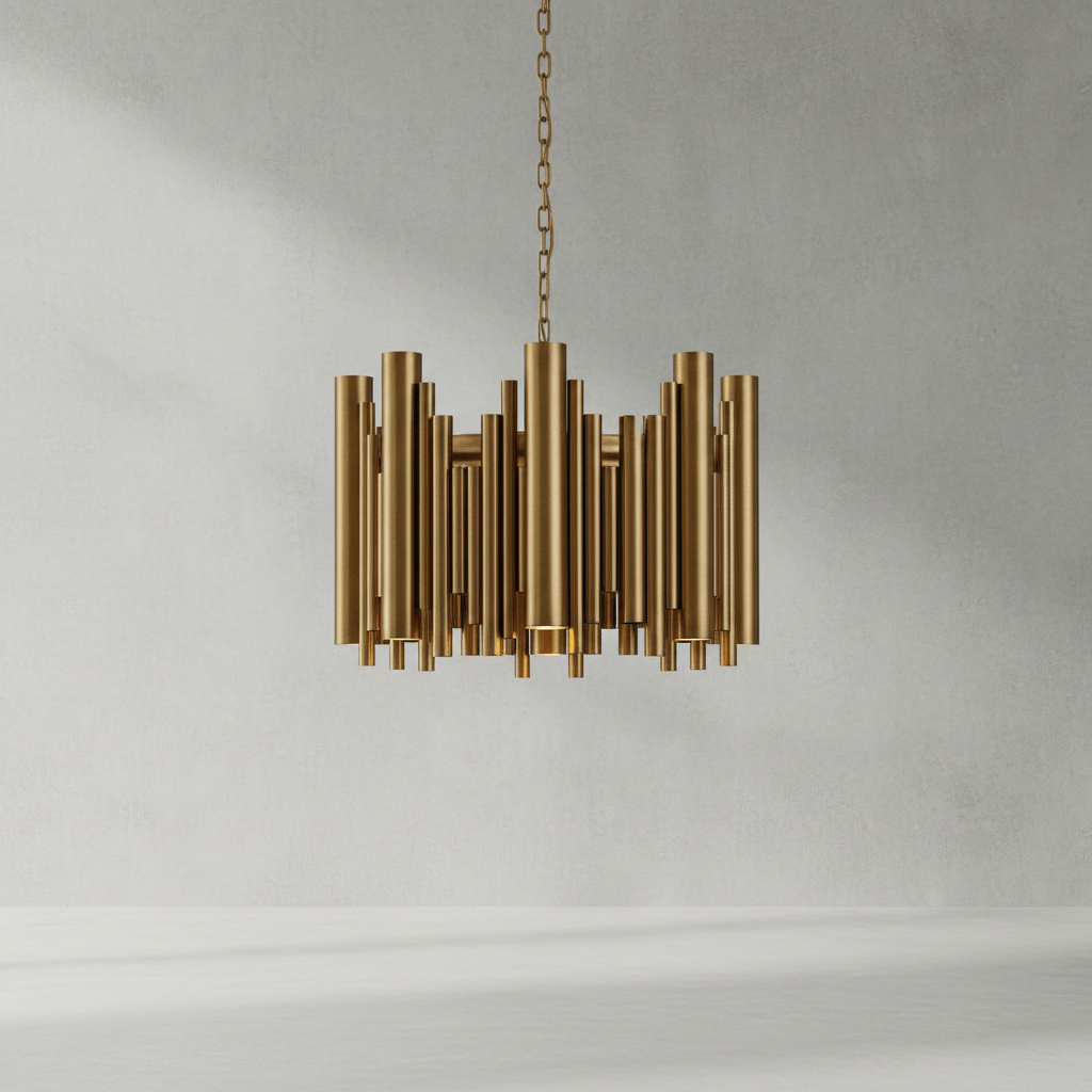 Luster Gaze Aura Stainless Steel Chandelier - Background Shot