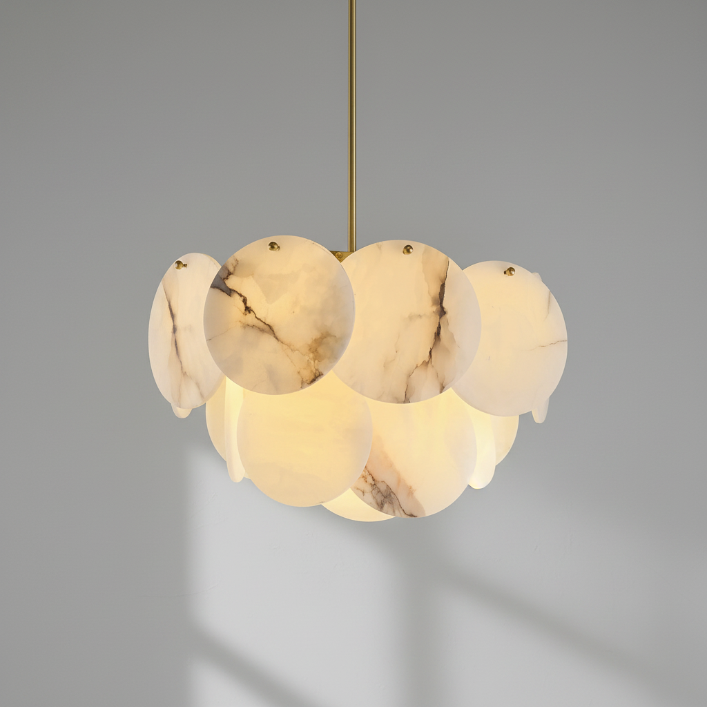 Luster Gaze Alabaster Radiance Round Chandelier - Background Shot