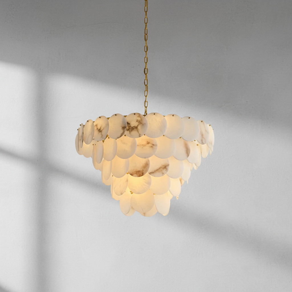 Luster Gaze Alabaster Radiance Round Chandelier - Background Shot