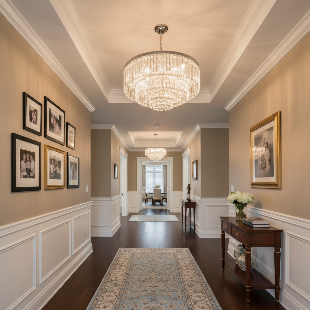 Luster Gaze Radiant Cascade Round/Oval Flush Mount Chandelier - American transitional hallway