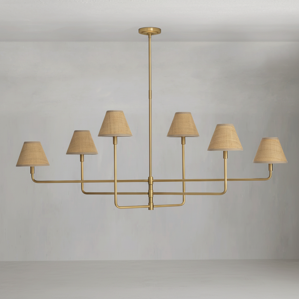 Luster Gaze Veridian Rattan 6-Light Chandelier - Background Shot