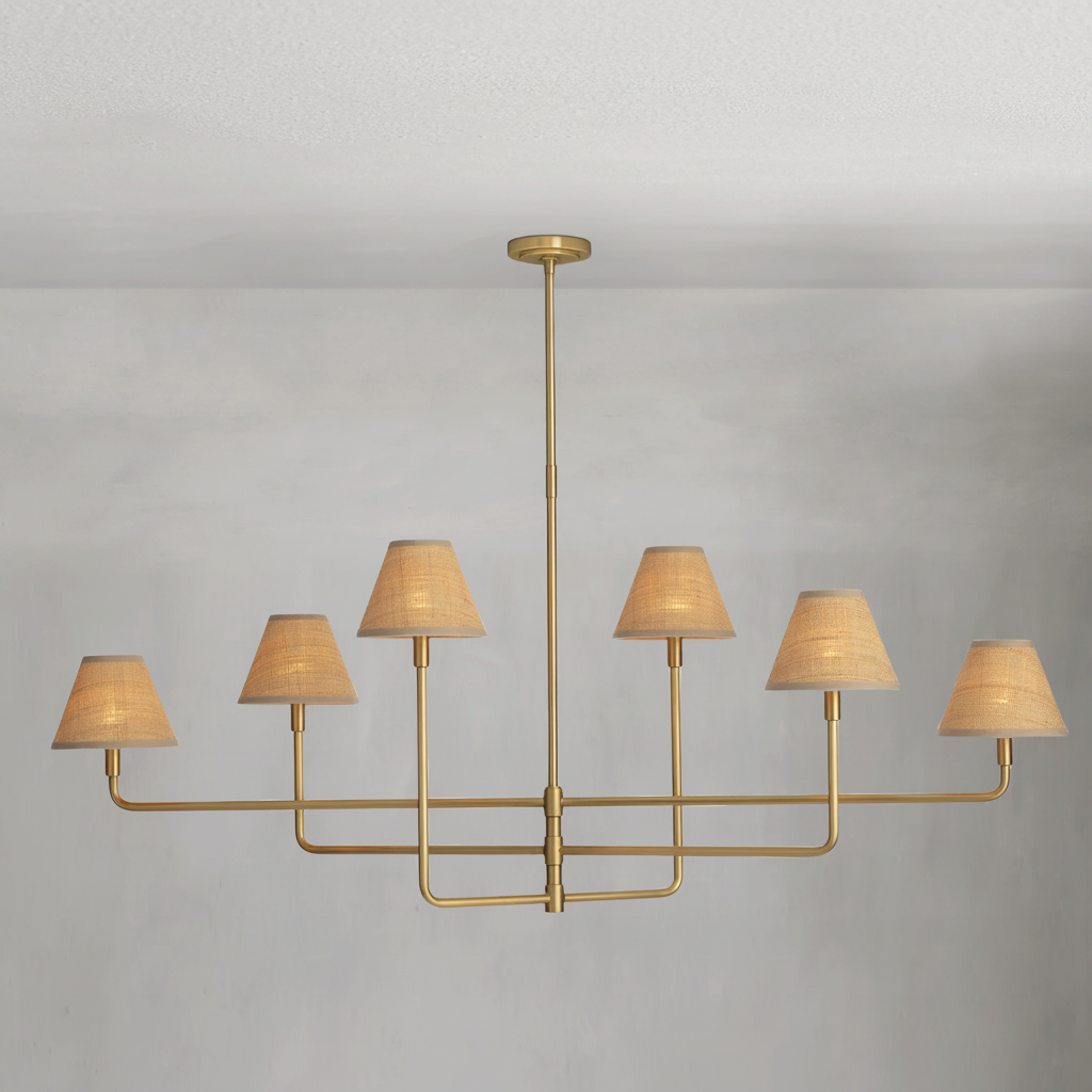 Luster Gaze Veridian Rattan 6-Light Chandelier - Background Shot