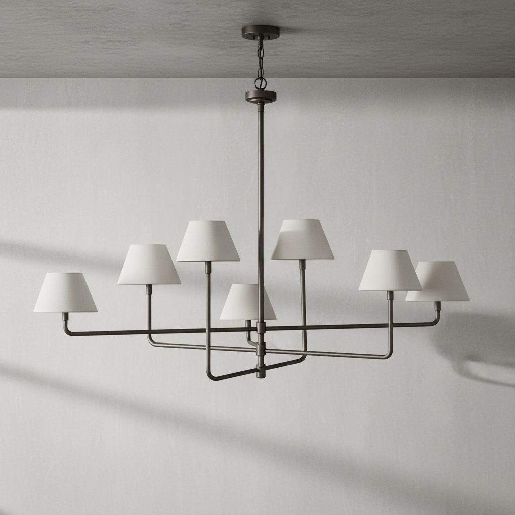 Luster Gaze Veridian Rattan 6-Light Chandelier - Background Shot