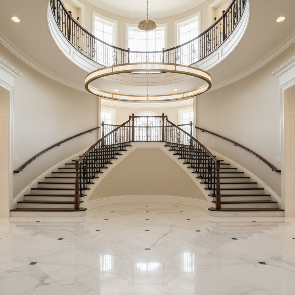 Luster Gaze Damien XL Modern Chandelier - dramatic American stairwell with soaring ceiling