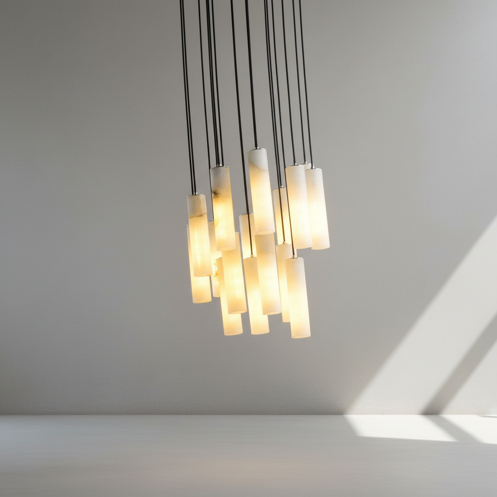 Luster Gaze Alabaster Halo Linear Chandelier - Background Shot