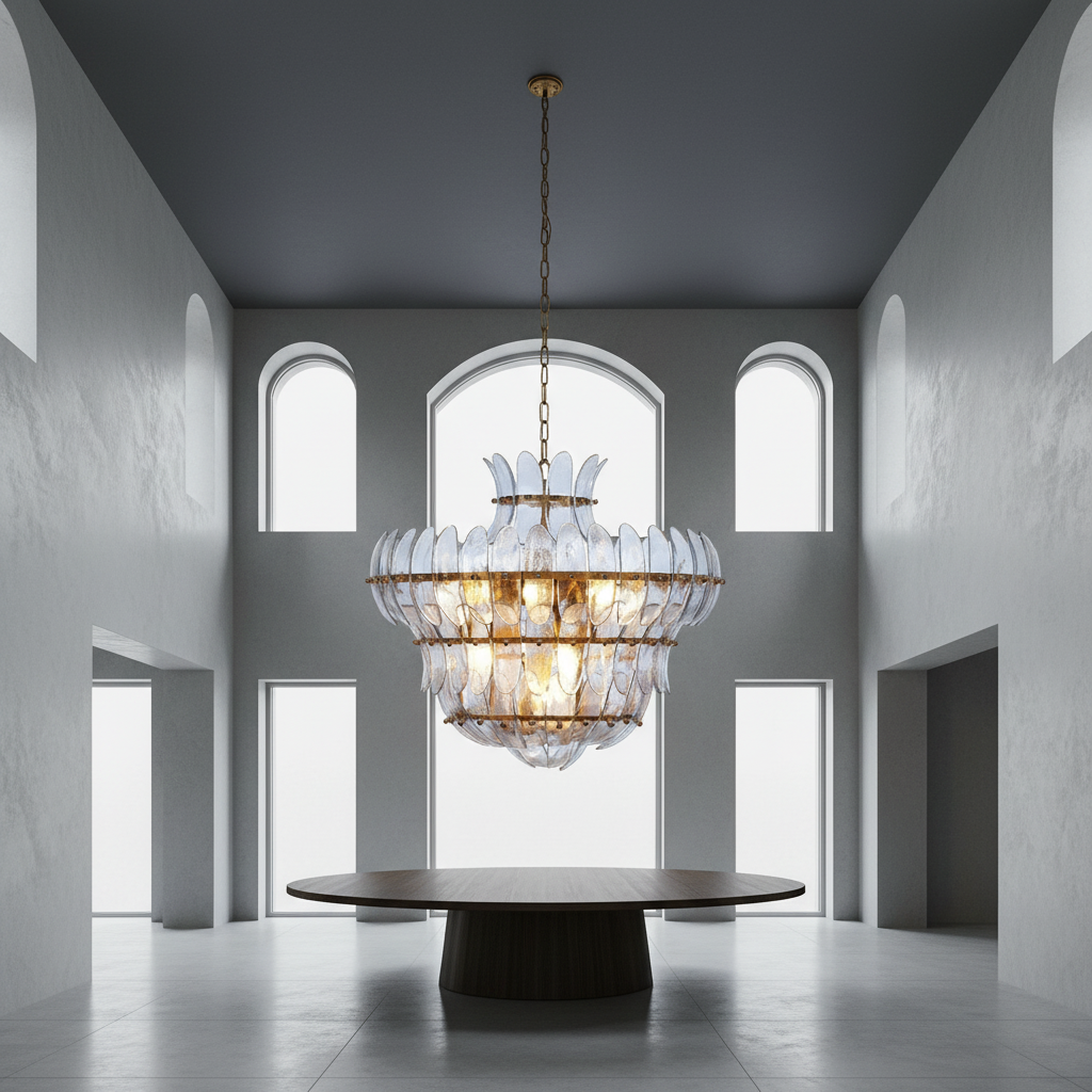 Luster Gaze Veridian Bloom 10-Light Blown Glass Chandelier - Background Shot