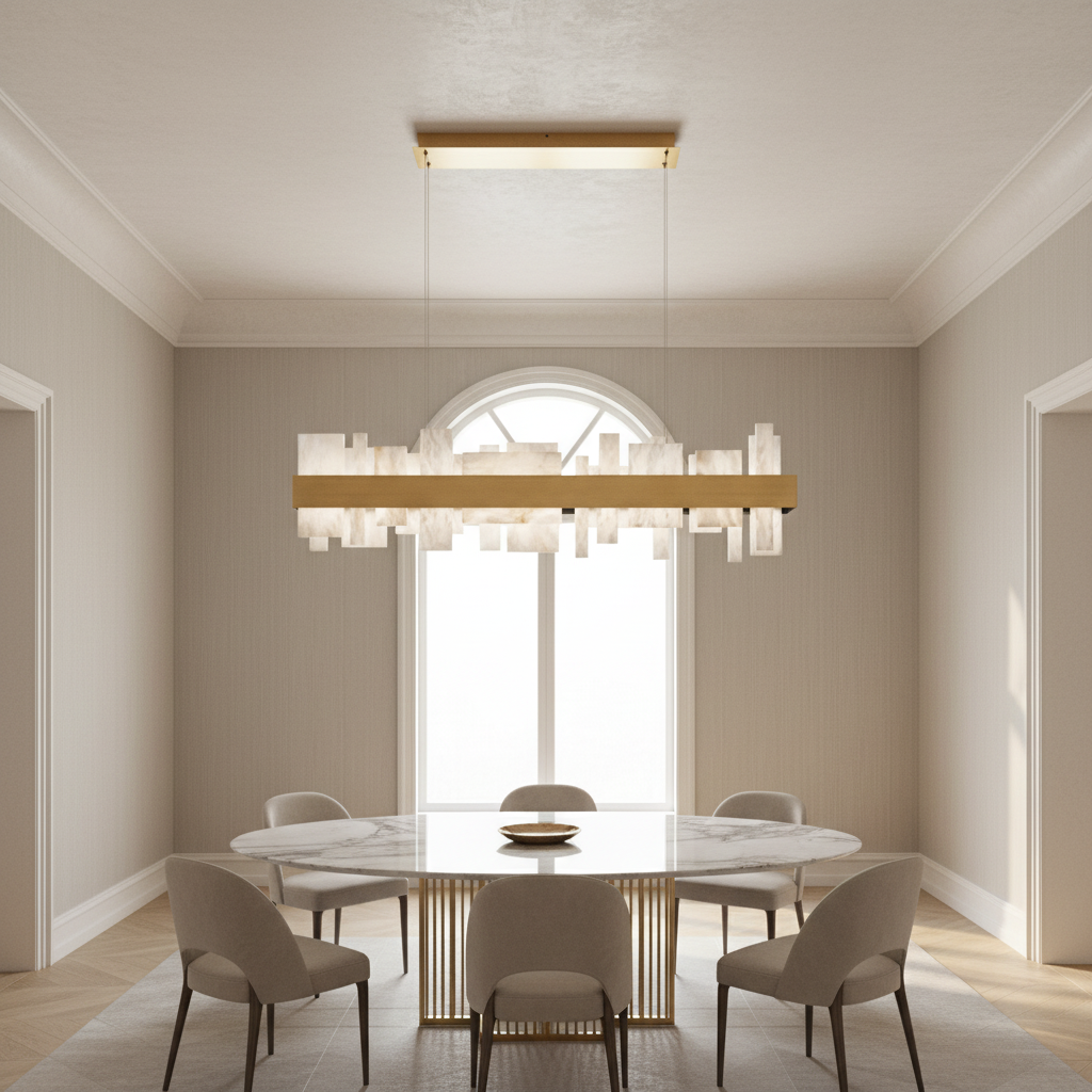 Luster Gaze Alabaster Acropolis LED Linear Chandelier - Studio Shot