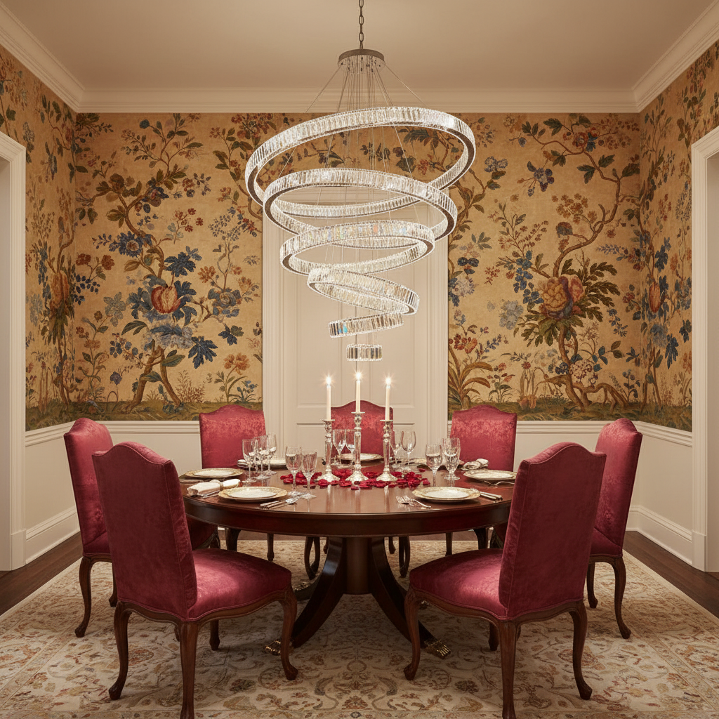 Luster Gaze Radiant Cascade Multi-Ring Chandelier - formal American dining room