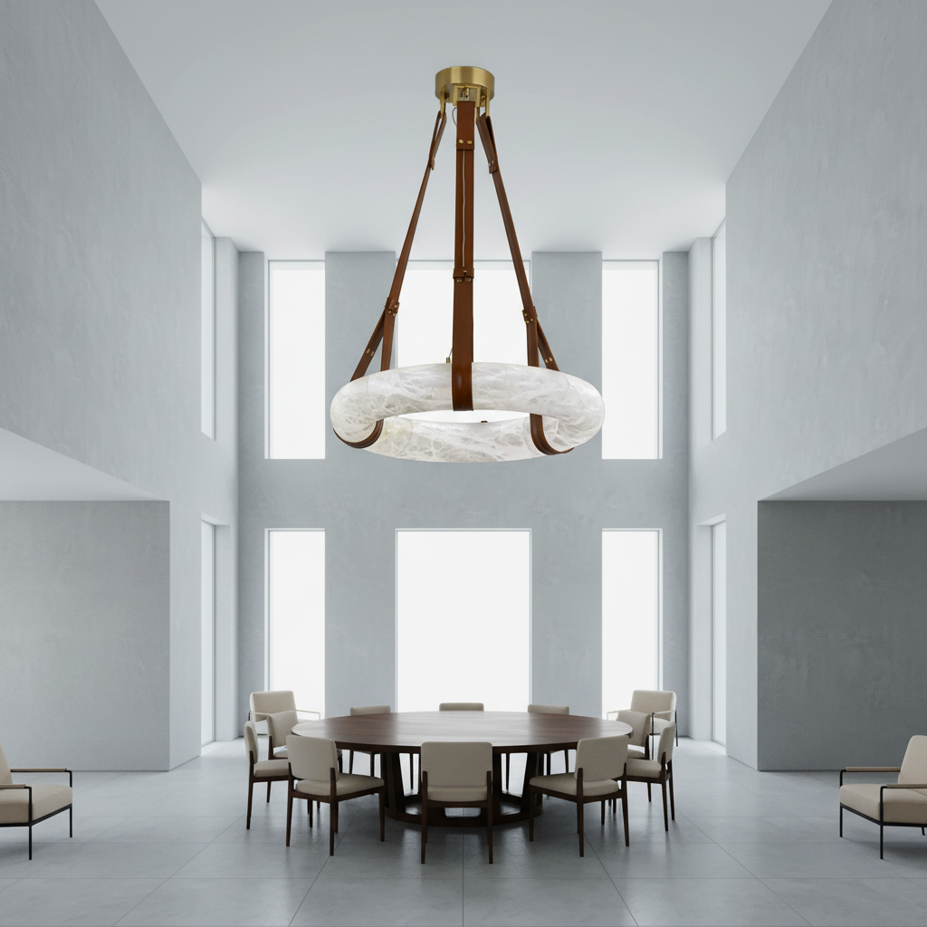 Luster Gaze Alabaster Halo LED Chandelier - Background Shot