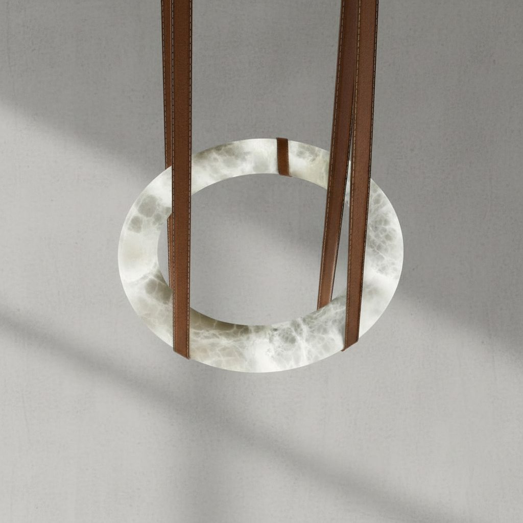 Luster Gaze Alabaster Halo LED Chandelier - Background Shot