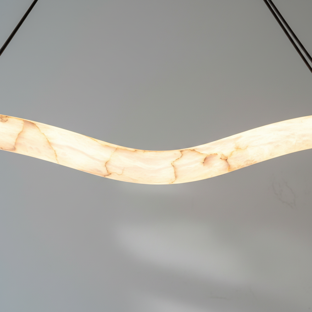 Luster Gaze Alabaster Halo LED Chandelier - Background Shot