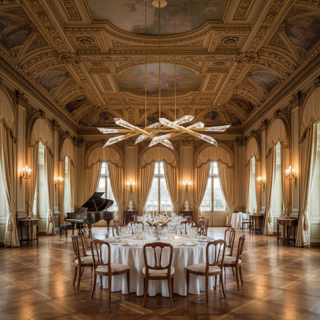 Luster Gaze Aura Grandeur Linear Chandelier - American ballroom or formal entertaining space