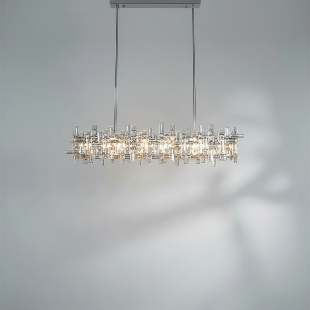 Luster Gaze Art Irregular Block Collection Crystal Pendant Chandelier Suit for Living/Dining Room - Studio Shot