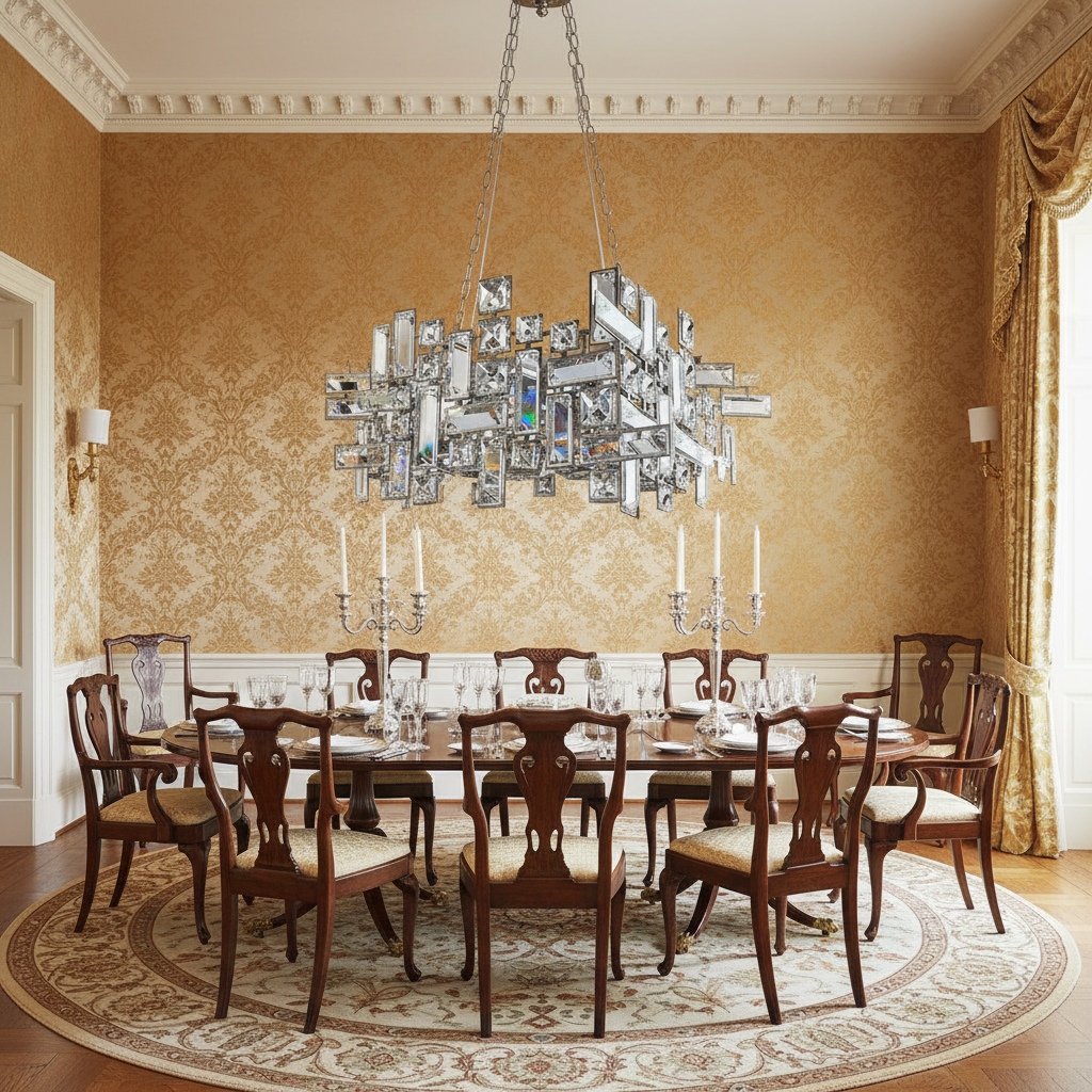 Luster Gaze Art Irregular Block Collection Crystal Pendant Chandelier Suit for Living/Dining Room - formal American dining room