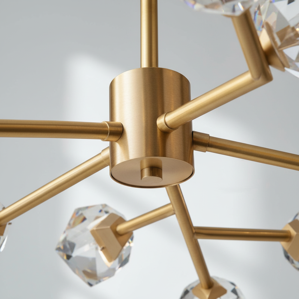 Luster Gaze Radiant Cascade Brass Crystal Chandelier - Background Shot