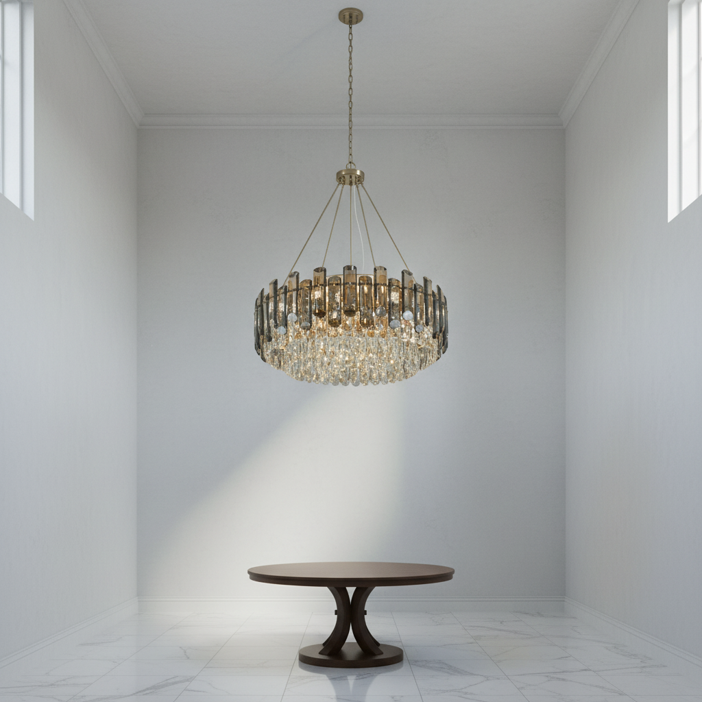 Luster Gaze Radiant Smoke Crystal Flush Mount Chandelier - Background Shot