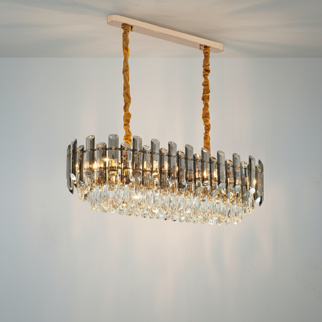 Luster Gaze Radiant Smoke Crystal Flush Mount Chandelier - Background Shot