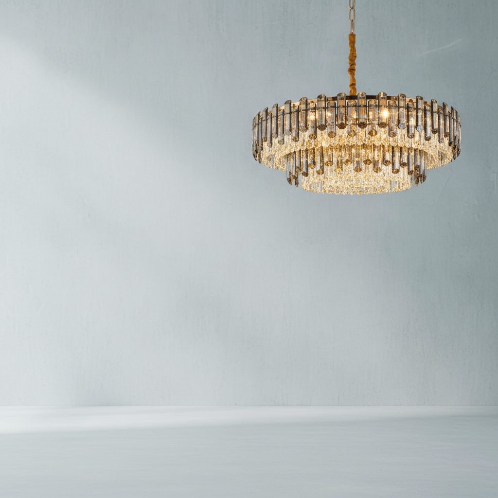 Luster Gaze Radiant Smoke Crystal Flush Mount Chandelier - Background Shot