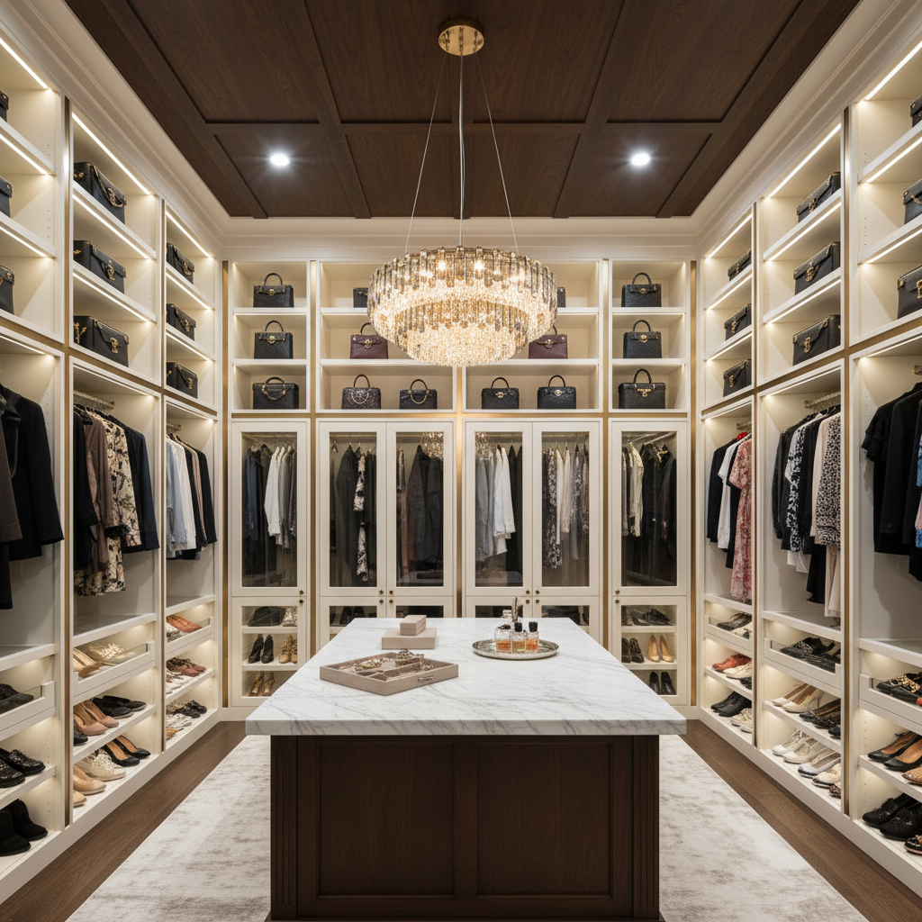 Luster Gaze Radiant Smoke Crystal Flush Mount Chandelier - luxury American walk-in closet