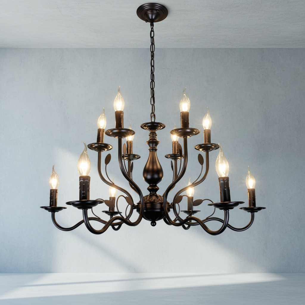 Luster Gaze Heritage Iron Candle Chandelier - Background Shot