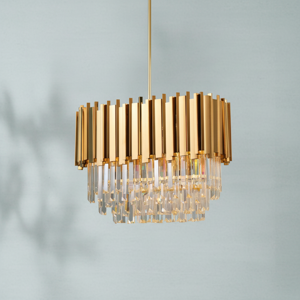 Luster Gaze Radiant Cascade Linear Crystal Chandelier - Background Shot