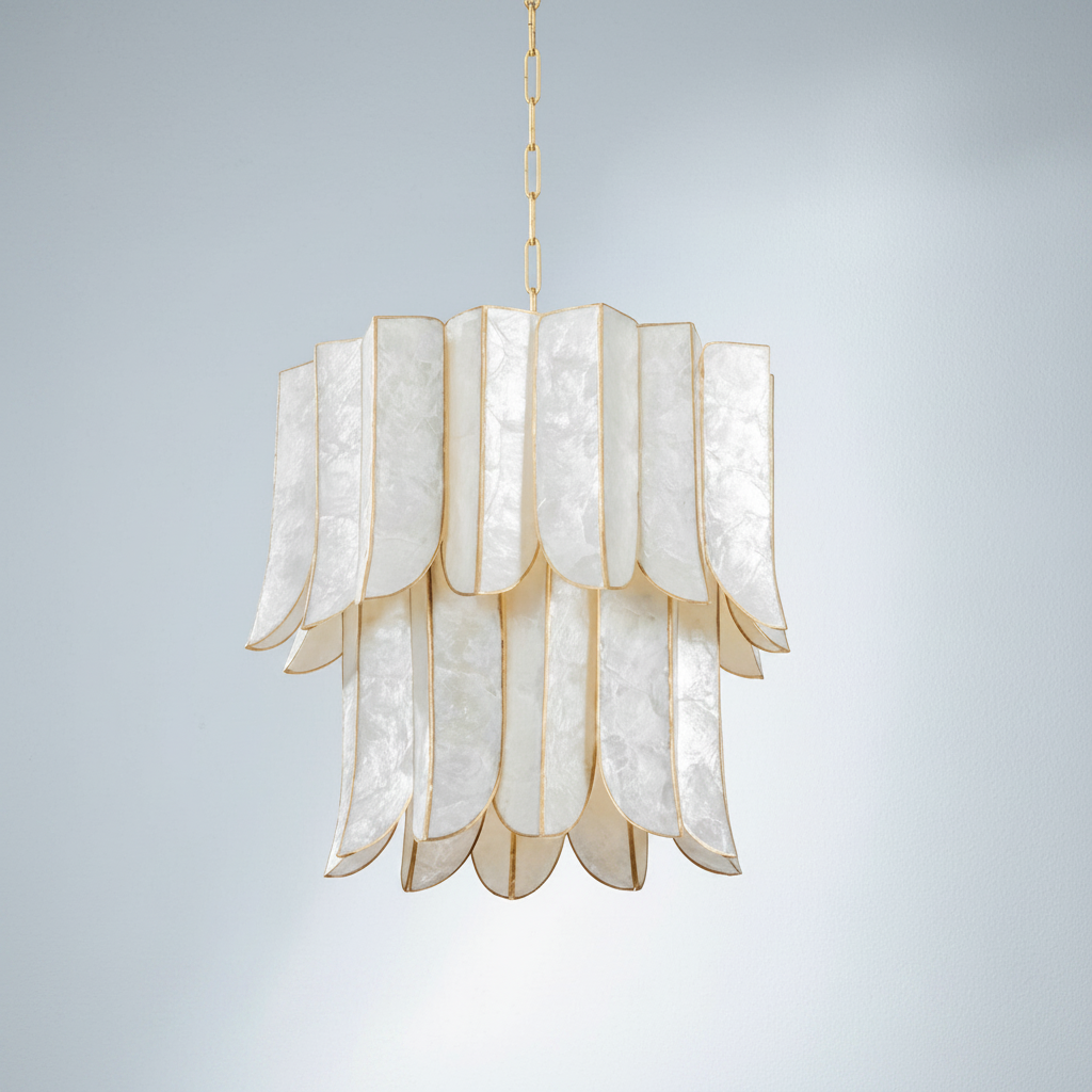 Luster Gaze Coastal Radiance Capiz Chandelier - Background Shot
