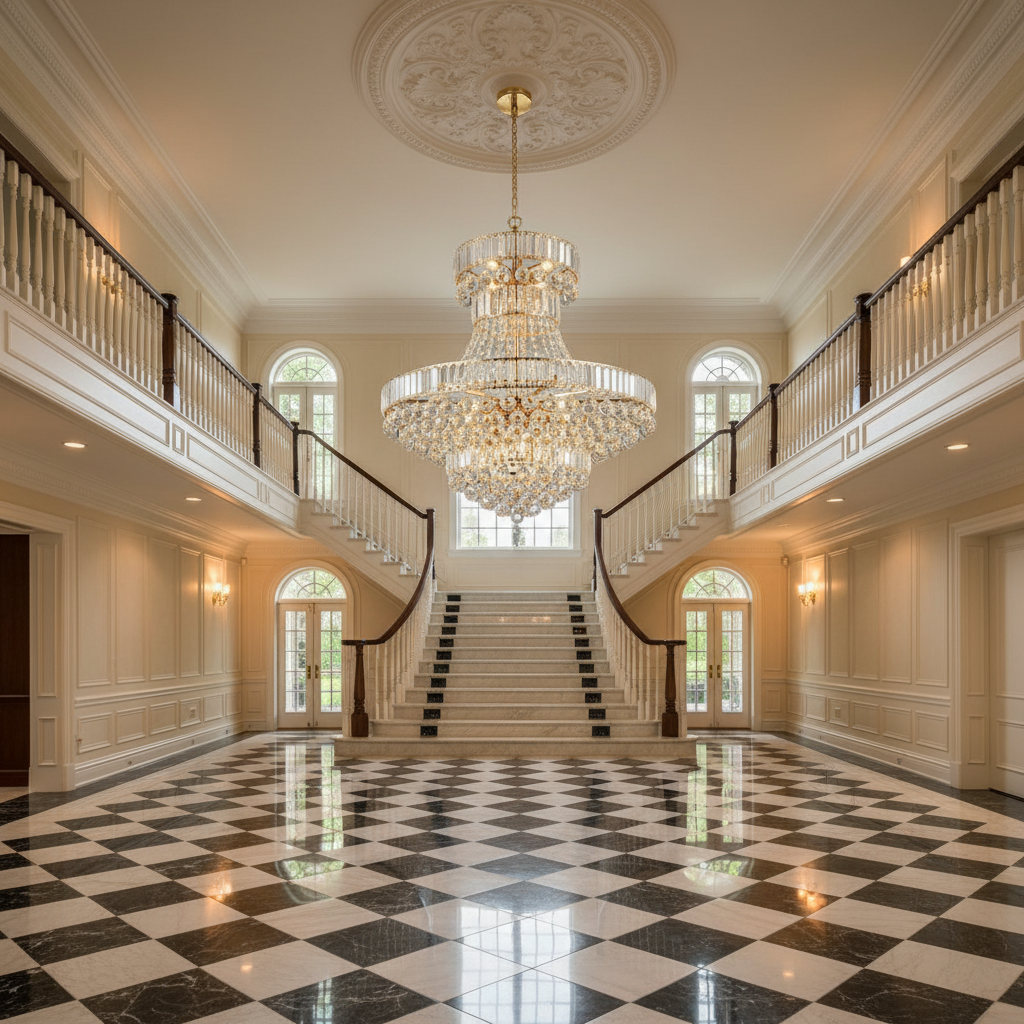 Luster Gaze Regal Radiance Empire Grand Chandelier - grand American estate foyer