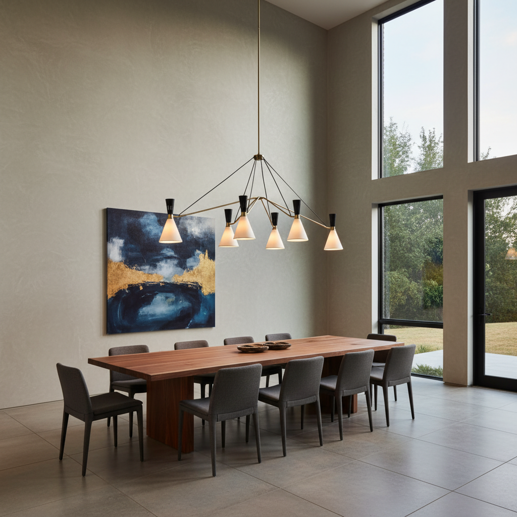 Luster Gaze Aura Grandeur 6-Light Linear Chandelier - American great room dining area