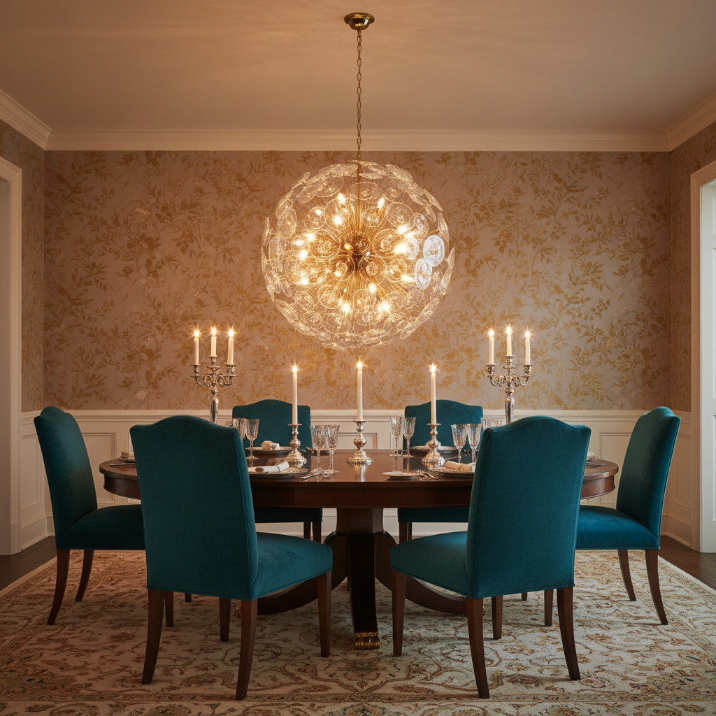 Luster Gaze Bloom Radiance Round Chandelier - formal American dining room