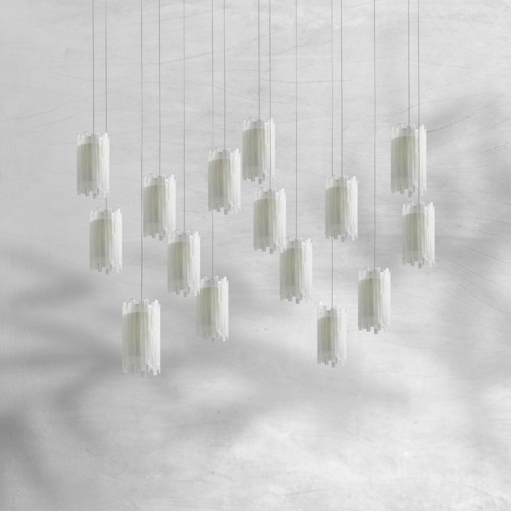 Luster Gaze Starlight Selenite Rectangular Chandelier - Background Shot