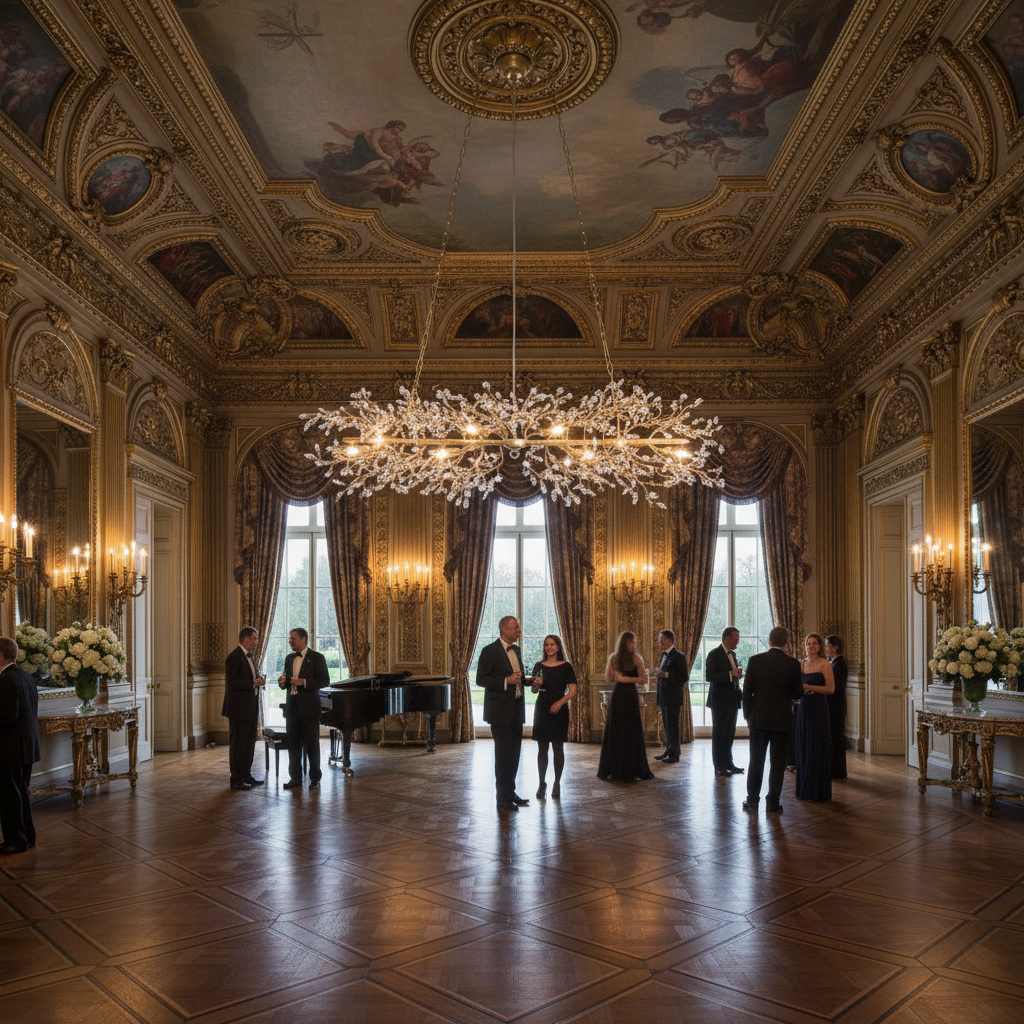 Luster Gaze Veridian Bloom Linear Chandelier - American ballroom or formal entertaining space