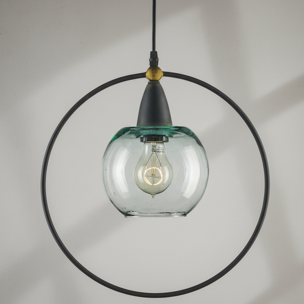 Luster Gaze Veridian Wrought Iron Pendant - Background Shot